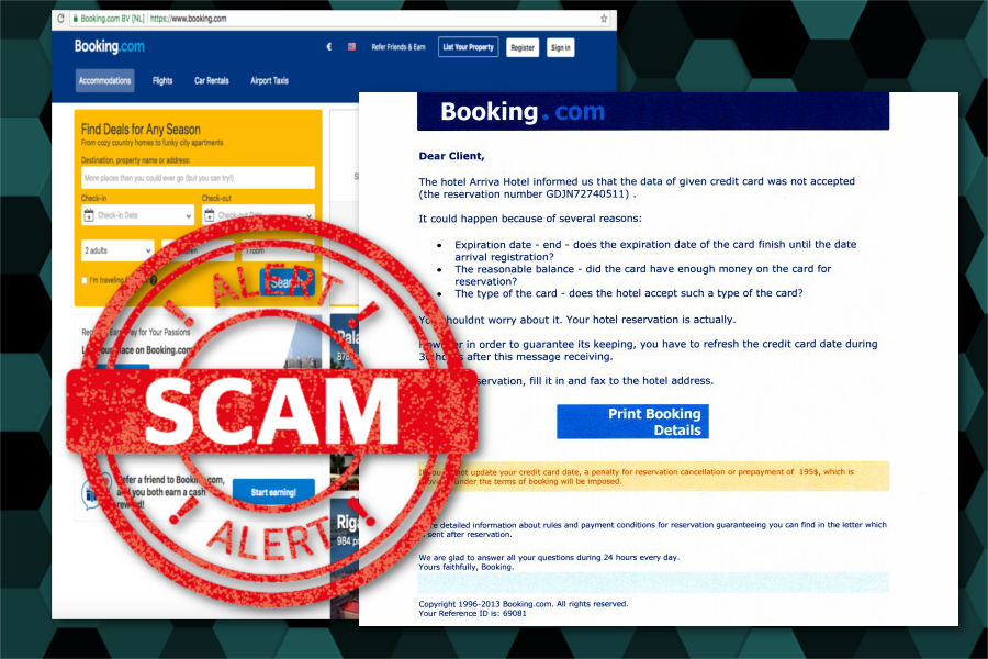 Scams on hotel booking sites