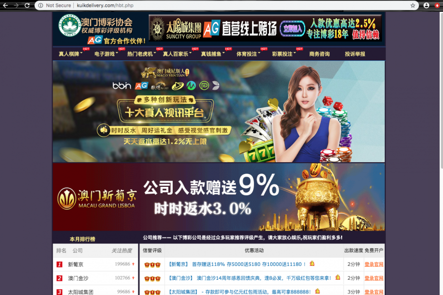 The URL promotes gambling and risky investment schemes