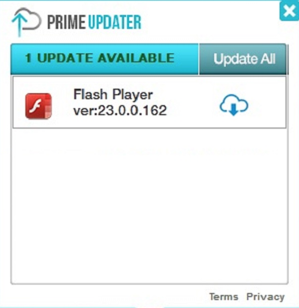 Prime Updater displays messages about pending software updates which are completely fake