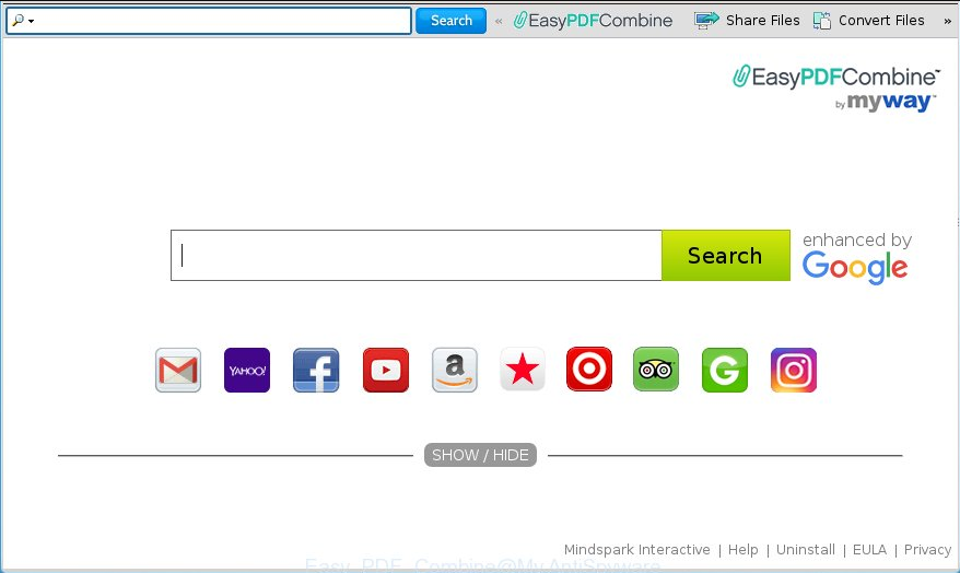 The rogue tool is capable of setting the default search engine to Myway.com