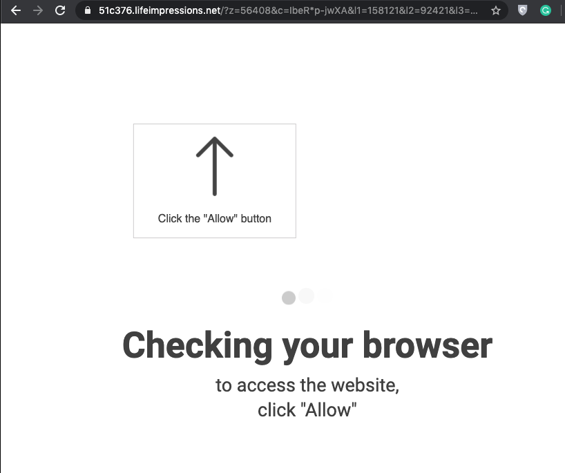The page tries to trick people into allowing additional content before closing the browser