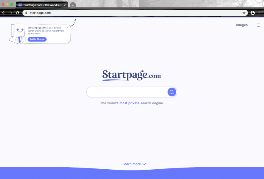 The browser hijacker changes the default search engine, new tab URL, and homepage to startpage.com