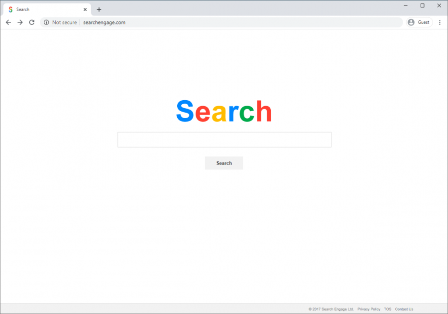 Searchengage.com's search engine imitates Google's color palette with the intent to deceive users
