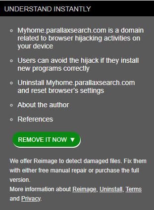 Myhome.parallaxsearch.com is included in 2-spyware database