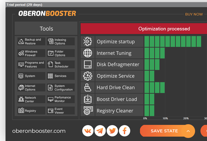 The application shows pre-determined results of an alleged system scan to trick people into purchasing the tool