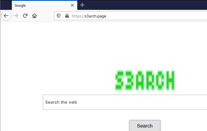 S3arch.page displays Google's name on the browser's new tab